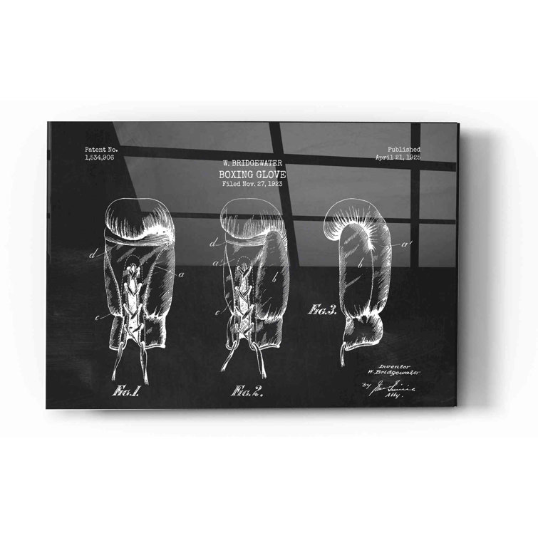 17 Stories Boxing Glove, 1925 Blueprint Chalkboard Patent On Plastic